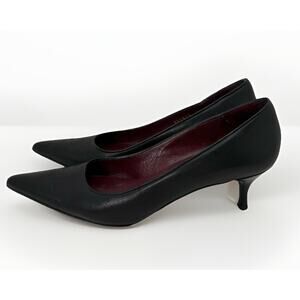 Gucci Black Leather Business Pumps Kitten Heels Classic Cut Women's Size 6 B